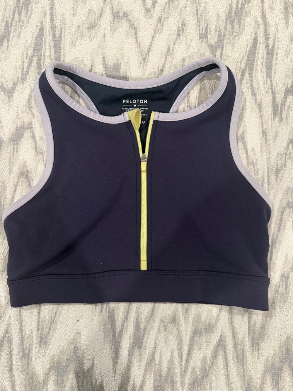 Peloton Navy Sports Bra with Light Gray Trim